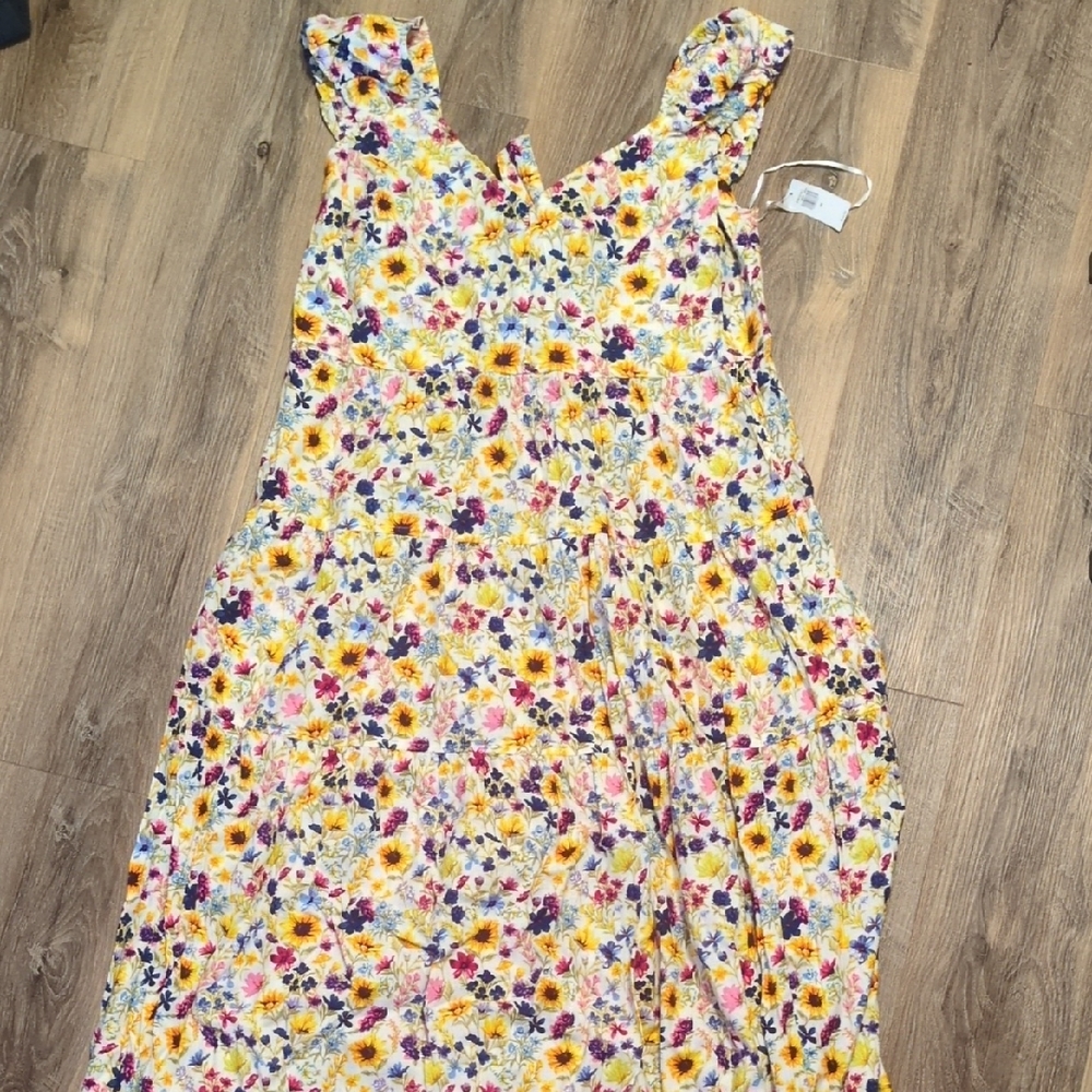 Old Navy Floral Smocked Dress with Yellow and Purple